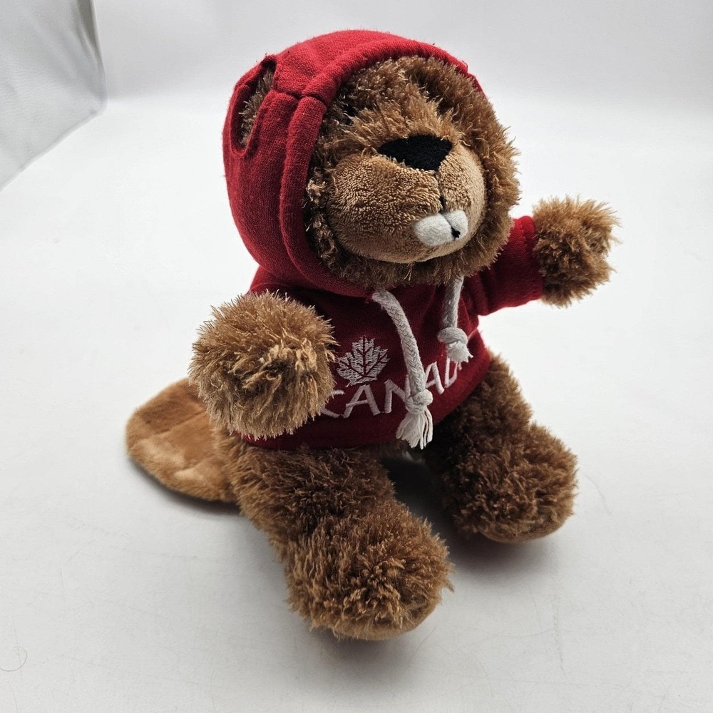 Creature Comforts‎ Beaver Plush Stuffed Animal Toy Small Brown Red Canada Hoodie